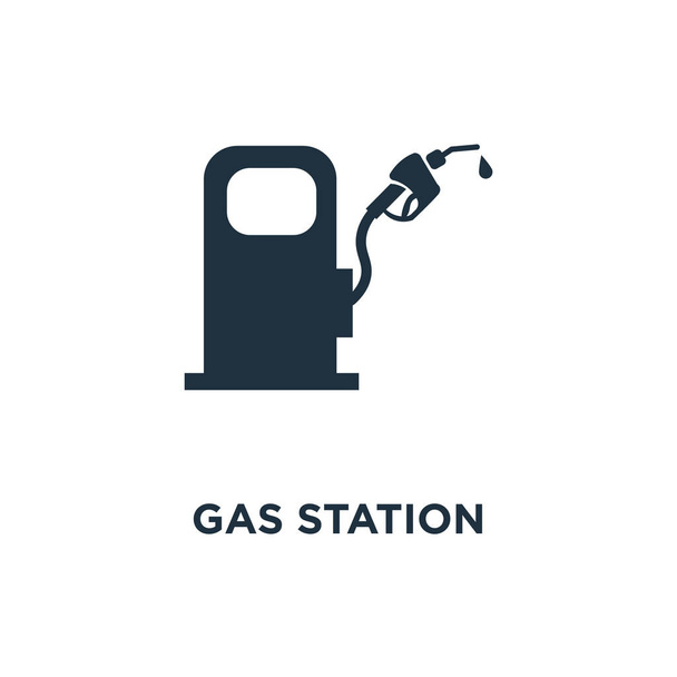ガソリン スタンドのアイコン。ブラックは、ベクター グラフィックを充填しました。白い背景の上のガソリン スタンドのシンボルです。Web およびモバイル使うことが. - ベクター画像