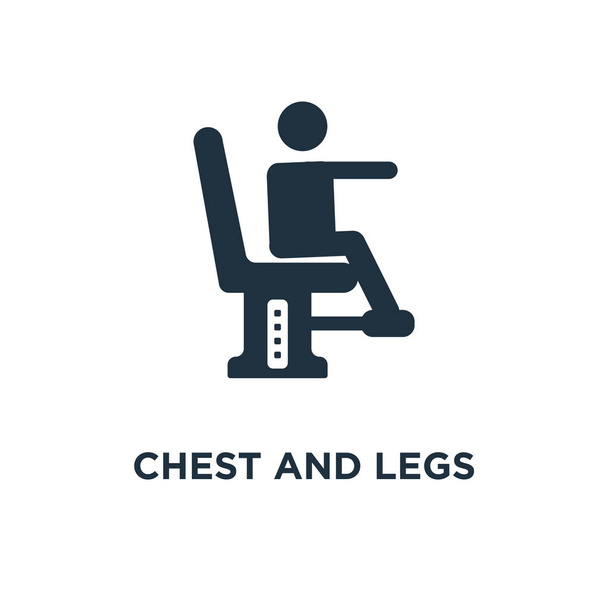 Chest and Legs Exercises icon. Black filled vector illustration. Chest and Legs Exercises symbol on white background. Can be used in web and mobile. - Vector, Image