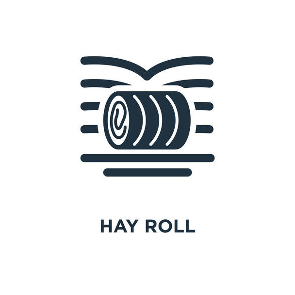 Hay Roll ikona. Černé plné vektorové ilustrace. Hay Roll symbol na bílém pozadí. Lze použít ve webové a mobilní. - Vektor, obrázek