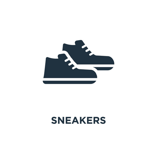 Cipők ikonra. Fekete töltött vektoros illusztráció. Cipők szimbólum fehér háttérrel. Használható web és mobil. - Vektor, kép