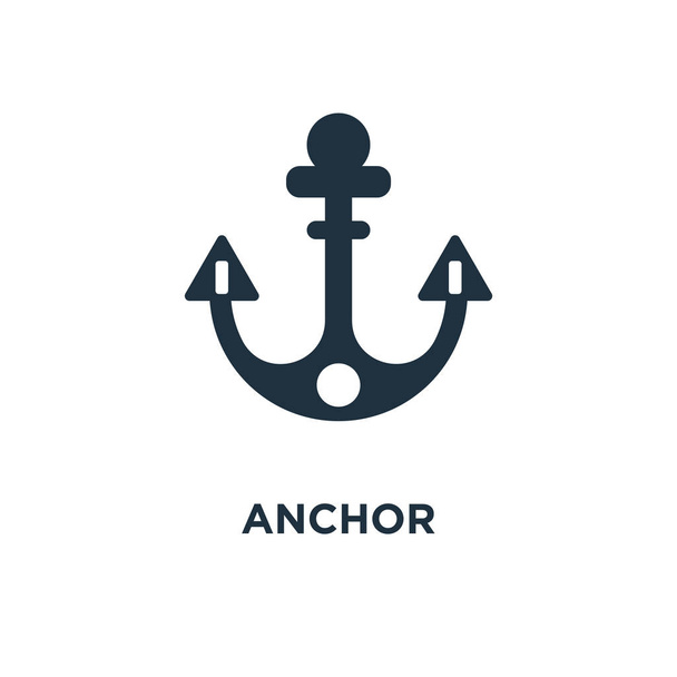 Anchor icon. Black filled vector illustration. Anchor symbol on white background. Can be used in web and mobile. - Διάνυσμα, εικόνα