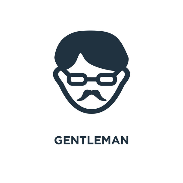 Gentleman ikona. Černé plné vektorové ilustrace. Gentleman symbol na bílém pozadí. Lze použít ve webové a mobilní. - Vektor, obrázek