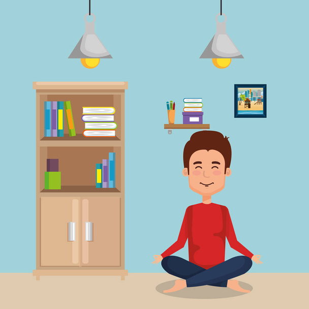 young man practicing yoga - Vector, Image