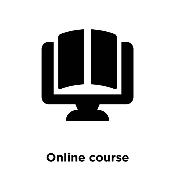 Online μάθημα διάνυσμα εικονίδιο απομονώνονται σε λευκό φόντο, λογότυπο έννοια της Online μάθημα συνδεθείτε σε διαφανές φόντο, γεμάτο μαύρο σύμβολο - Διάνυσμα, εικόνα