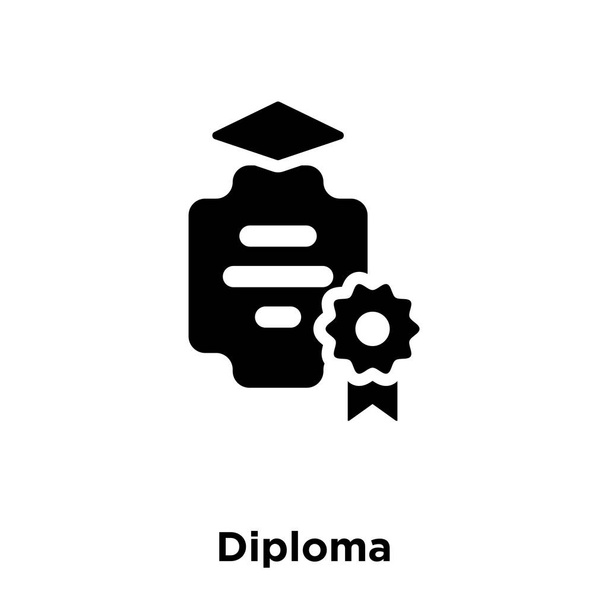 白い背景に、透明な背景に卒業証書署名のロゴのコンセプトに分離された卒業証書アイコン ベクトルいっぱい黒い記号 - ベクター画像