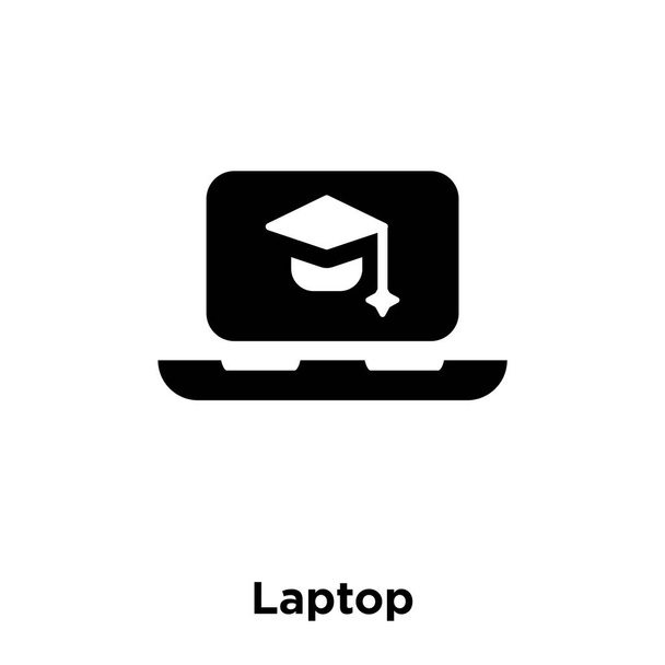 白い背景に、透明な背景は、サインオン ラップトップのロゴのコンセプトに分離されたラップトップのアイコン ベクトルいっぱい黒い記号 - ベクター画像