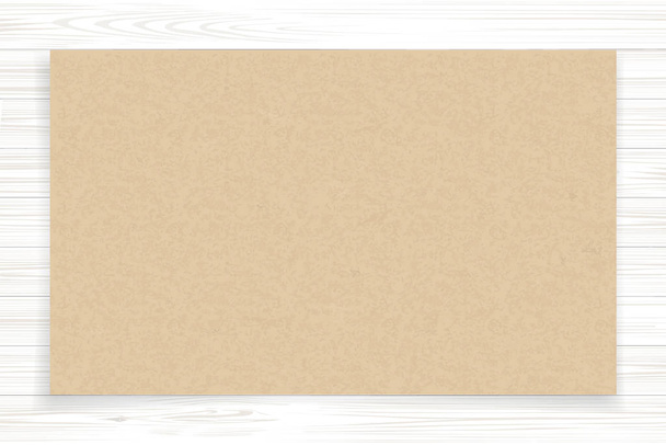 Brown paper sheet on white wood texture background. Vector illustration. - Vector, Image