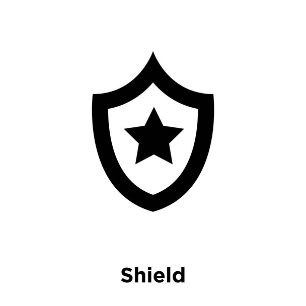 Pajzs ikon-vektoros elszigetelt fehér background, logo fogalom pajzs jel-ra átlátszó háttér, tele fekete szimbólum - Vektor, kép