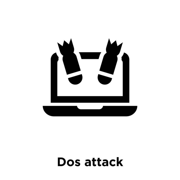 DOS támadás ikon-vektoros elszigetelt fehér background, logo fogalom Dos támadás jel-ra átlátszó háttér, tele fekete szimbólum - Vektor, kép