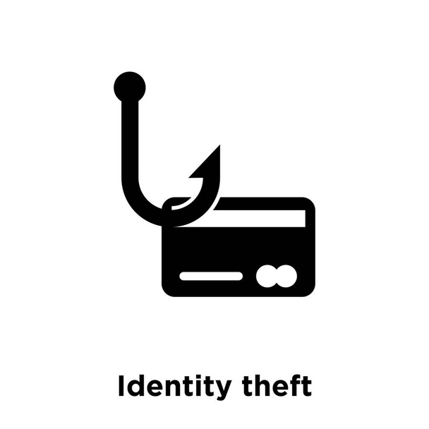 アイデンティティの盗難のアイコン ベクトル白い背景で隔離、透明な背景、塗りつぶし黒シンボル サインオン盗難のロゴのコンセプト - ベクター画像