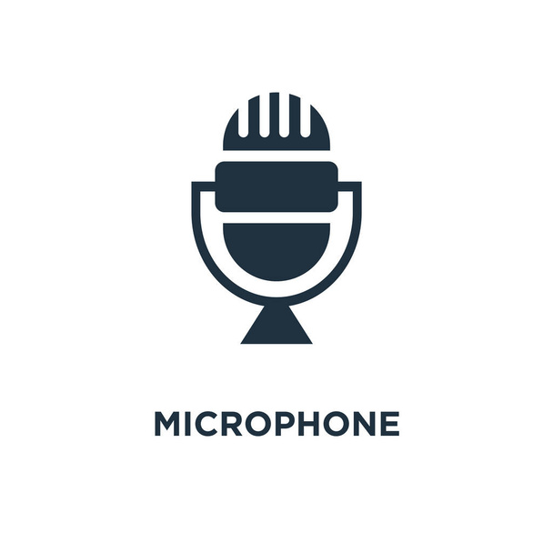 Microphone icon. Black filled vector illustration. Microphone symbol on white background. Can be used in web and mobile. - Вектор,изображение