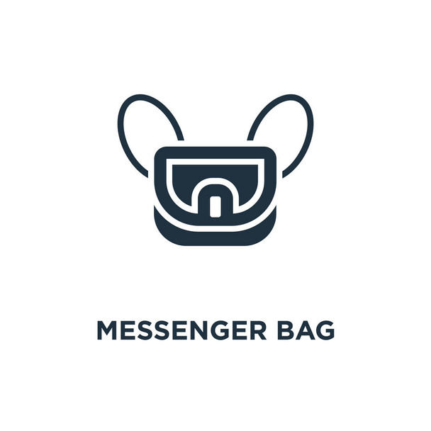 Messenger Bag icono. Ilustración vectorial negra. Símbolo Messenger Bag sobre fondo blanco. Puede ser utilizado en web y móvil
. - Vector, imagen