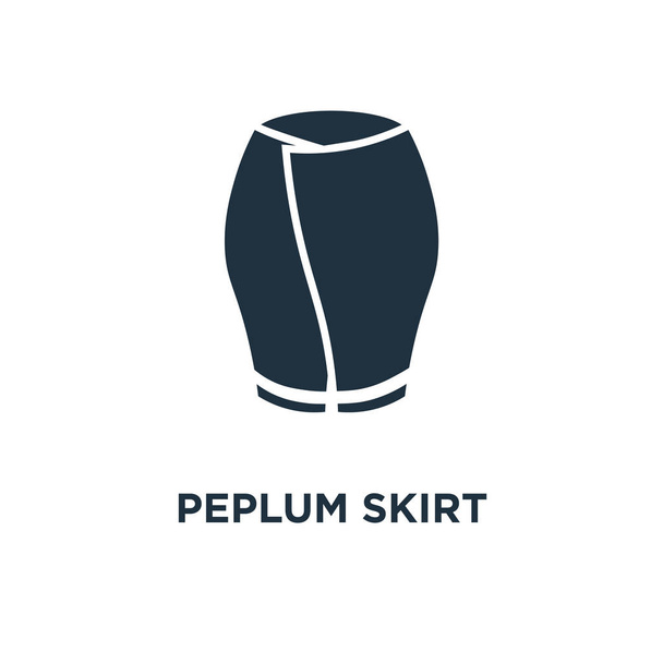 Peplum Hameen ikoni. Musta täytetty vektori kuva. Peplum Hame symboli valkoisella taustalla. Voidaan käyttää verkossa ja mobiili
. - Vektori, kuva