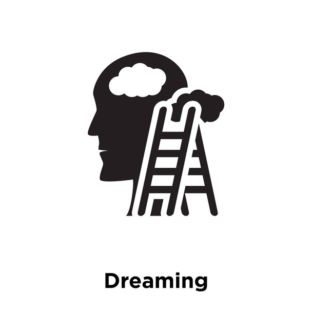 Мечтающий вектор иконки изолирован на белом фоне, концепция логотипа Знак сновидения на прозрачном фоне, заполненный черный символ
 - Вектор,изображение