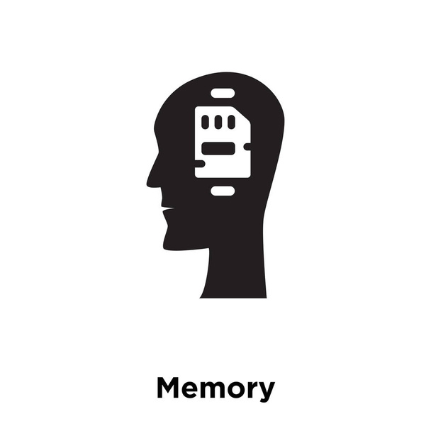 Vektorové ikony paměti izolovaných na bílém pozadí, logo pojmu paměti nápis na průhledné pozadí, plný černý symbol - Vektor, obrázek