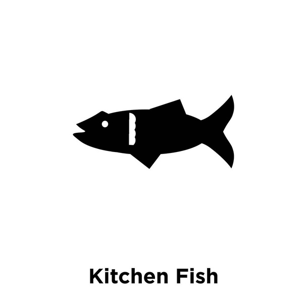 Kitchen Fish icon vector isolated on white background, logo concept of Kitchen Fish sign on transparent background, filled black symbol - Vector, Image