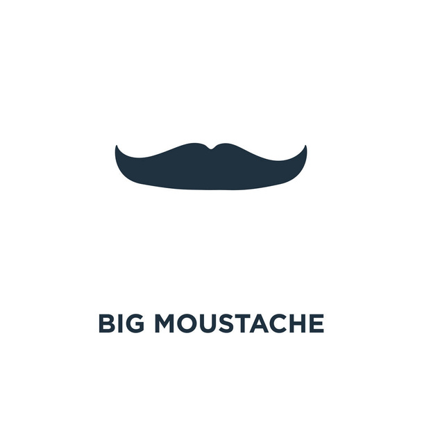 Big Moustache icon. Black filled vector illustration. Big Moustache symbol on white background. Can be used in web and mobile. - Вектор,изображение