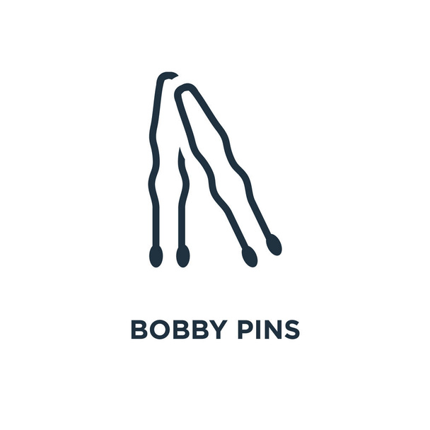 Bobby Pins icon. Black filled vector illustration. Bobby Pins symbol on white background. Can be used in web and mobile. - Vector, Image
