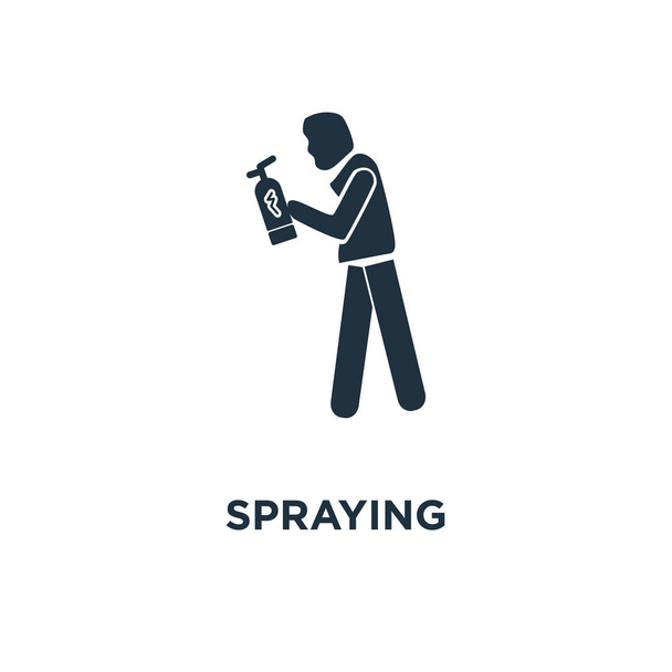 Spraying icon. Black filled vector illustration. Spraying symbol on white background. Can be used in web and mobile. - Vector, Image