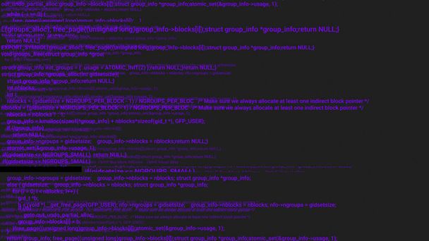 Fioletowy ekranu kodowania haker koncepcja Animacja z glitch. Programowanie kodu wpisując błąd. Wielkie zbiory danych i Internet cyber ataku. Programowanie kodu Abstrakcja. Koncepcja Blockchain, cyfrowy kod komputerowy - Zdjęcie, obraz