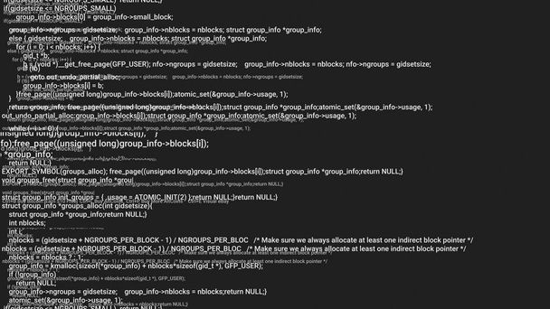 Zwart & wit scherm codering hacker concept animatie met glitch. Programmering code fout typen. Big data en Internet cyber aanval. Programmering code abstract. Blockchain concept, computer digitale code - Foto, afbeelding