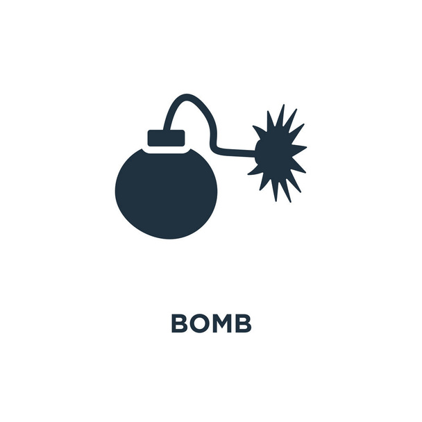 Bomben-Symbol. schwarz gefüllte Vektorabbildung. Bombensymbol auf weißem Hintergrund. im Web und mobil einsetzbar. - Vektor, Bild
