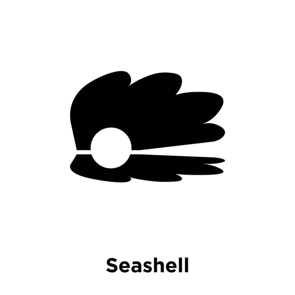 白い背景に、透明な背景に貝印のロゴのコンセプトに分離された貝殻のアイコン ベクトルいっぱい黒い記号 - ベクター画像