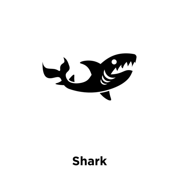 Shark icon vector isolated on white background, logo concept of Shark sign on transparent background, filled black symbol - Вектор, зображення