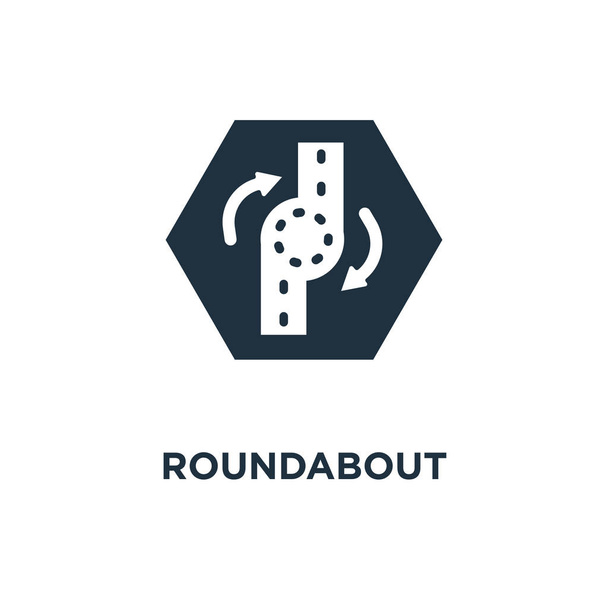 Roundabout icon. Black filled vector illustration. Roundabout symbol on white background. Can be used in web and mobile. - Vector, afbeelding
