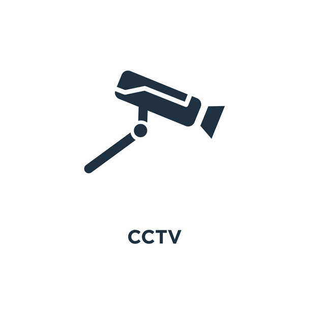CCTV pictogram. Zwarte gevuld vectorillustratie. CCTV symbool op witte achtergrond. Kan worden gebruikt in web en mobiele. - Vector, afbeelding