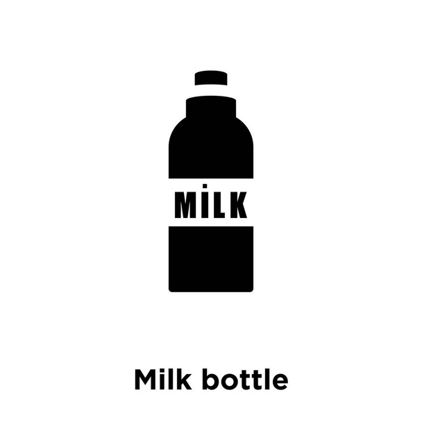 Вектор иконки бутылки молока изолирован на белом фоне, логотип знак бутылки молока на прозрачном фоне, заполненный черный символ
 - Вектор,изображение