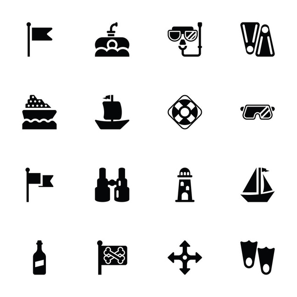 Sea Equipments Glyph Icons Set  - Vetor, Imagem