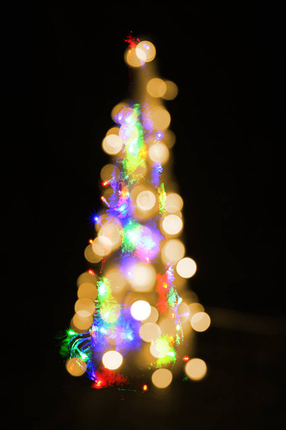 christmas tree from color lights as nice holiday symbol - Photo, Image