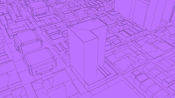 szkic 3D miasta render - Zdjęcie, obraz