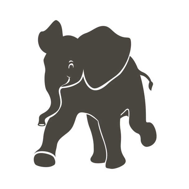 elephant  vector illustration  black silhouette  profile  - Wektor, obraz