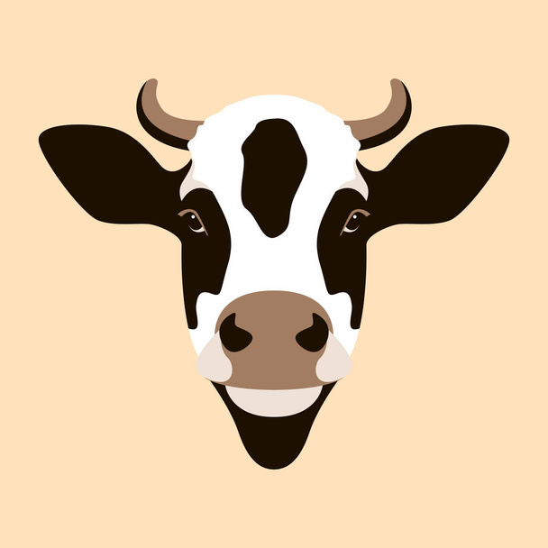 mucca faccia vettore illustrazione piatto stile anteriore
  - Vettoriali, immagini