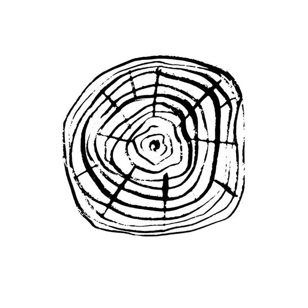 Baumstammringquerschnitt. Schwarz-weißes Holzkreis-Symbol isoliert auf weißem Hintergrund. kann für Logo verwendet werden - Vektor, Bild