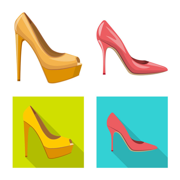 Vector design of footwear and woman icon. Collection of footwear and foot stock vector illustration. - ベクター画像