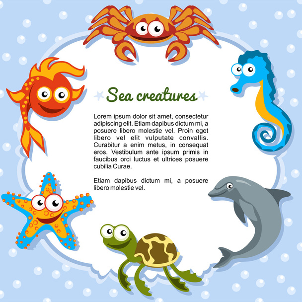 Sea creatures forming a frame - Vector, Image