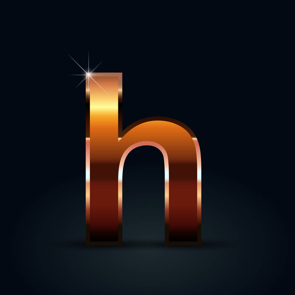 Bronze letter h on black background - Vector, Image