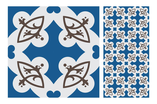 azulejos padrões portugueses design antigo sem costura em Vector ilustração vintage
 - Vetor, Imagem