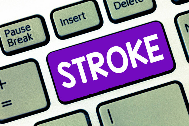 Text sign showing Stroke. Conceptual photo act of hitting or striking someone or something blow mark made - Photo, Image