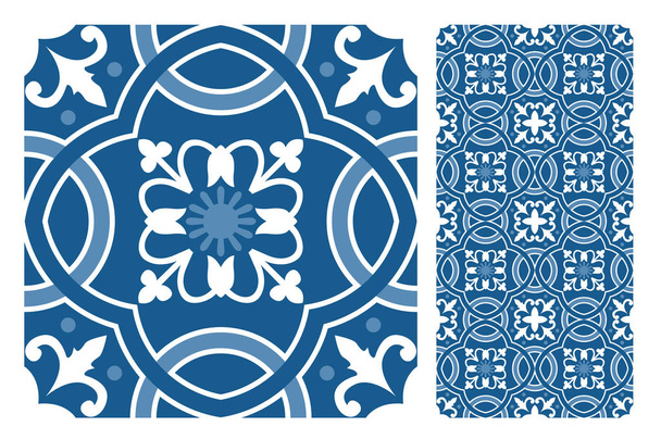 tegels, Portugese patronen antieke naadloze design in Vector Illustratie vintage - Vector, afbeelding