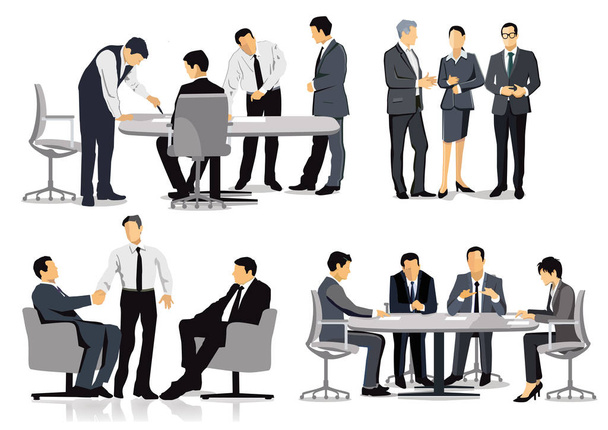 Discussion, and panelof business men - Vector, Image