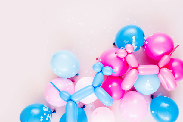 festive background with colorful balloons on pastel background - Φωτογραφία, εικόνα