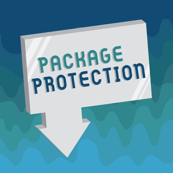 Handwriting text Package Protection. Concept meaning Wrapping and Securing items to avoid damage Labeled Box - Photo, Image