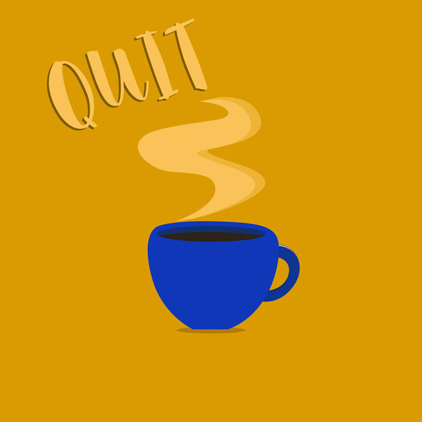 Tekst pisma Quit. Pojęcia, co oznacza rezygnację z pracy przerwać akcję Stop działalność - Zdjęcie, obraz
