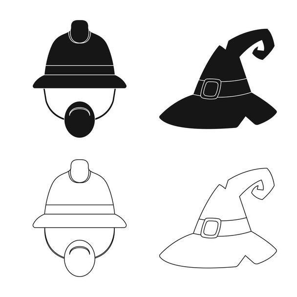 Vector illustration of headgear and cap icon. Set of headgear and accessory vector icon for stock. - Διάνυσμα, εικόνα