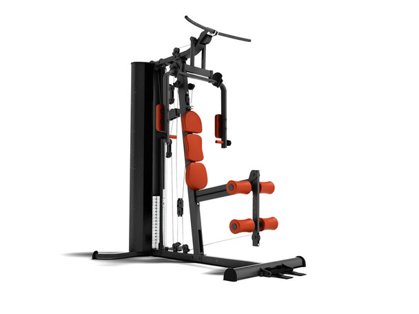 Black sport exerciser with an orange soft handrail for the legs and hands for sports training isolated 3d render on white background with shadow - 写真・画像
