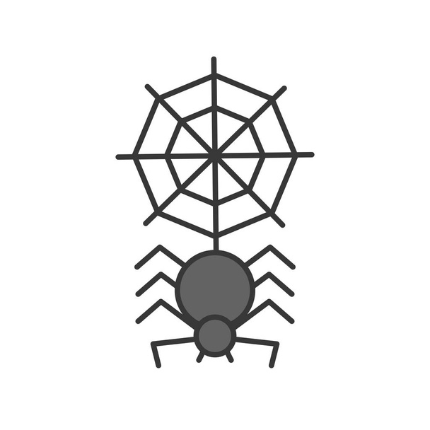 Pająk z pajęczyną, halloween związane ikonę - Wektor, obraz